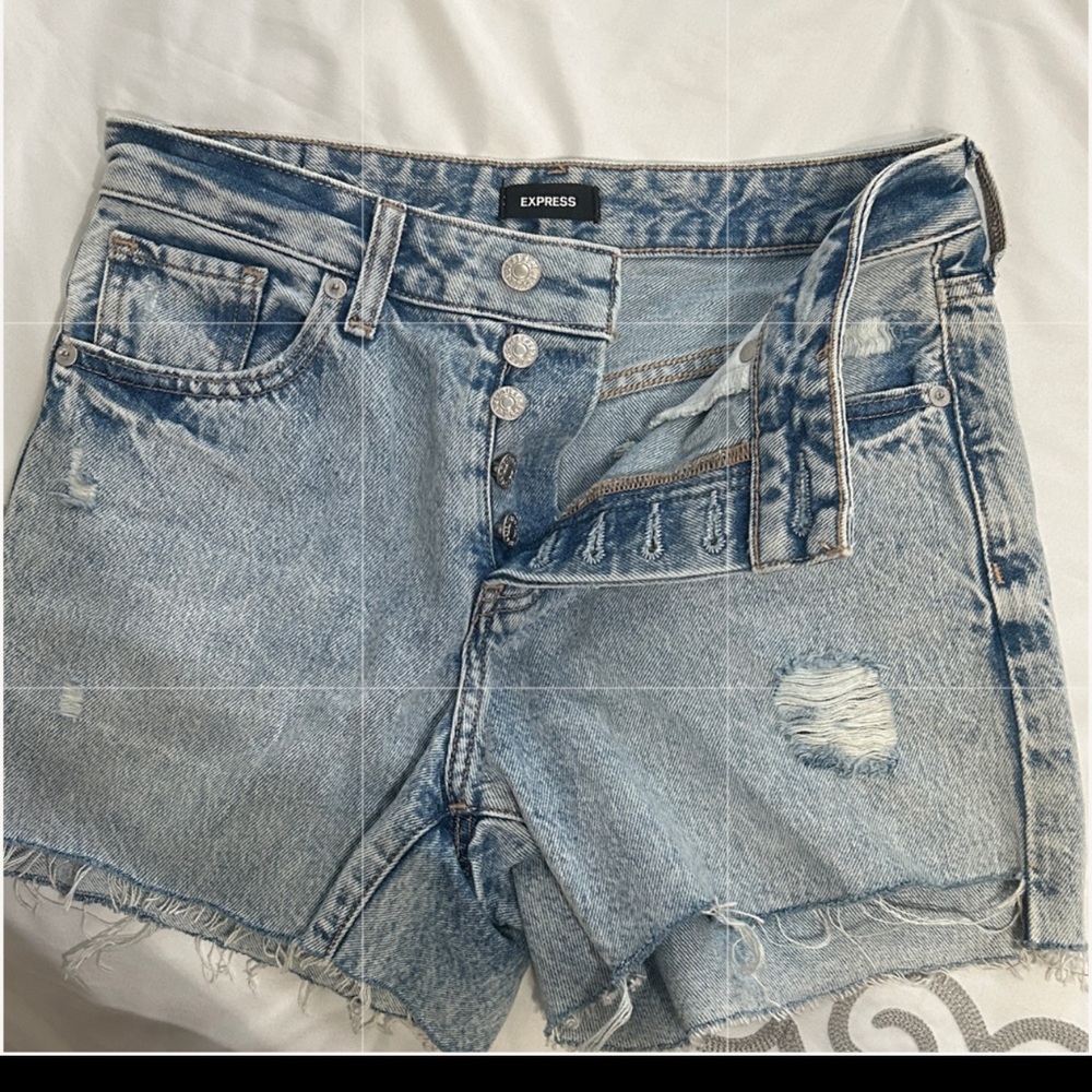 Express Light Blue Jean Shorts